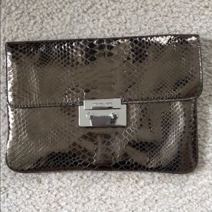 Michael Kors python embossed metallic 2-way clutch